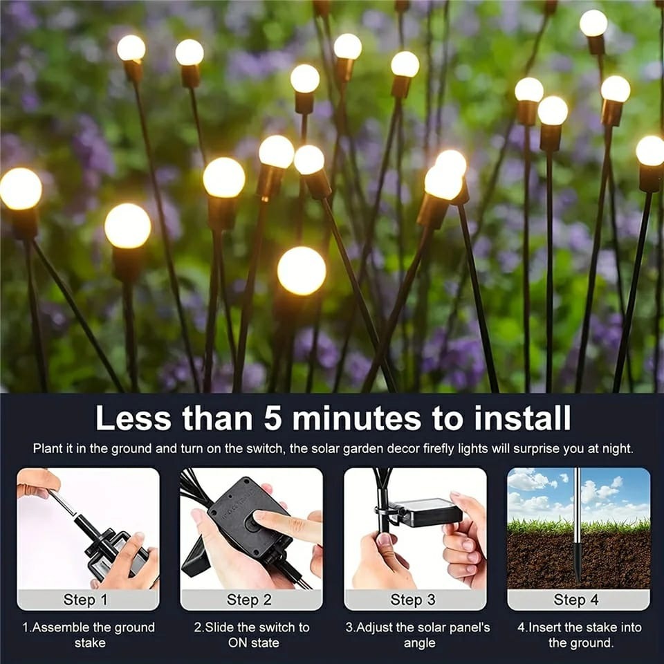 Solar Firefly Garden Lights – Waterproof Outdoor Decorative Lights