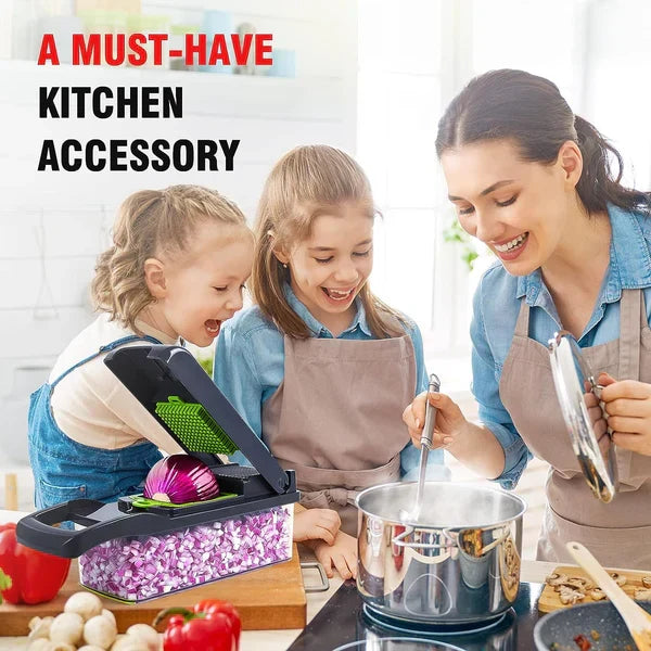 16-in-1 Vegetable Chopper – Manual Cutter, Slicer & Dicer Set