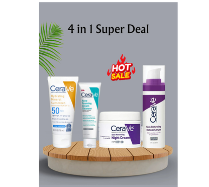 Cerave Skincare Kit – Cleanser, Retinol, Night Cream & SPF 50