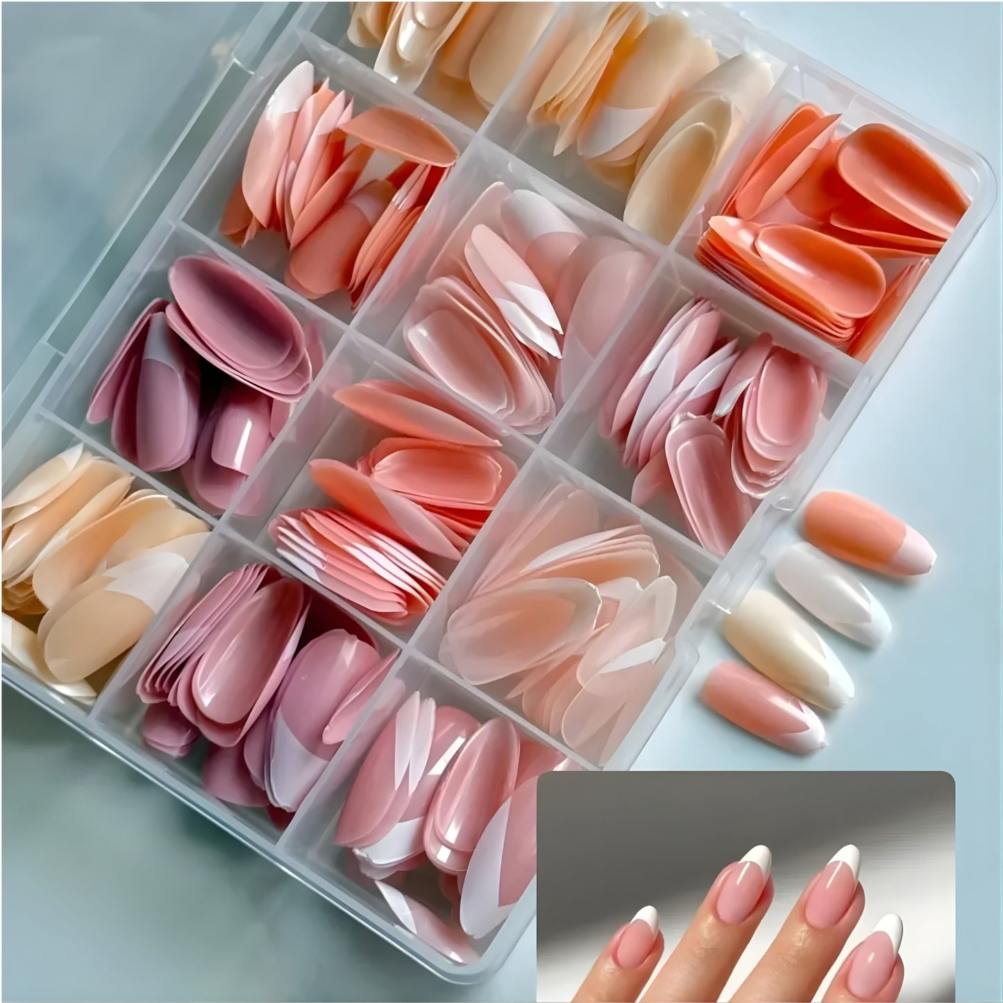 144 Pcs Multicolor False Nails Set – Stylish Press-On Nails for Daily & Party Wear