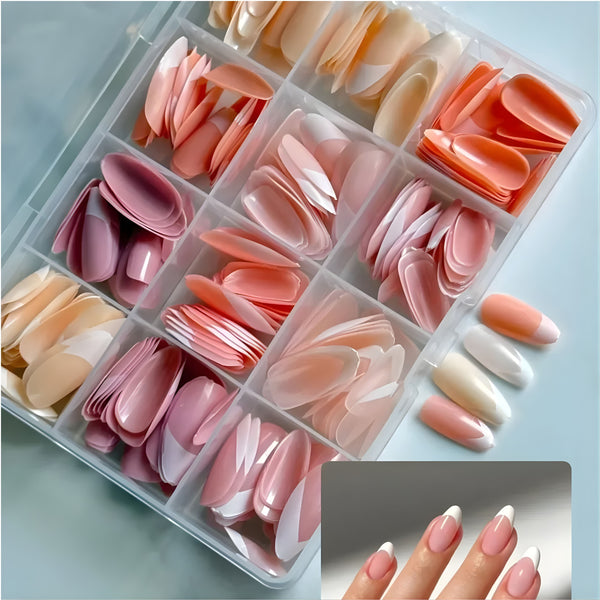 144 Pcs Multicolor False Nails Set – Stylish Press-On Nails for Daily & Party Wear