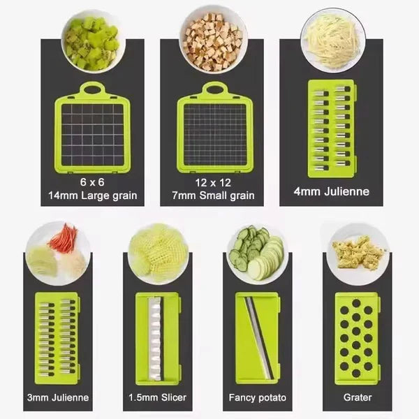 16-in-1 Vegetable Chopper – Manual Cutter, Slicer & Dicer Set
