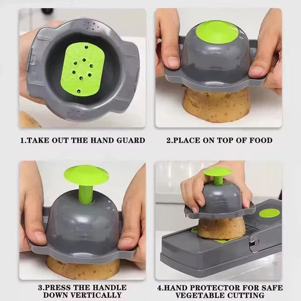 16-in-1 Vegetable Chopper – Manual Cutter, Slicer & Dicer Set