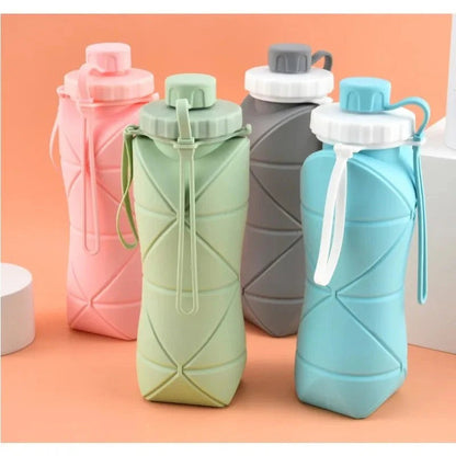Silicone Foldable Water Bottle 600ml | Portable Pocket Size Collapsible Travel Bottle (Random Color)