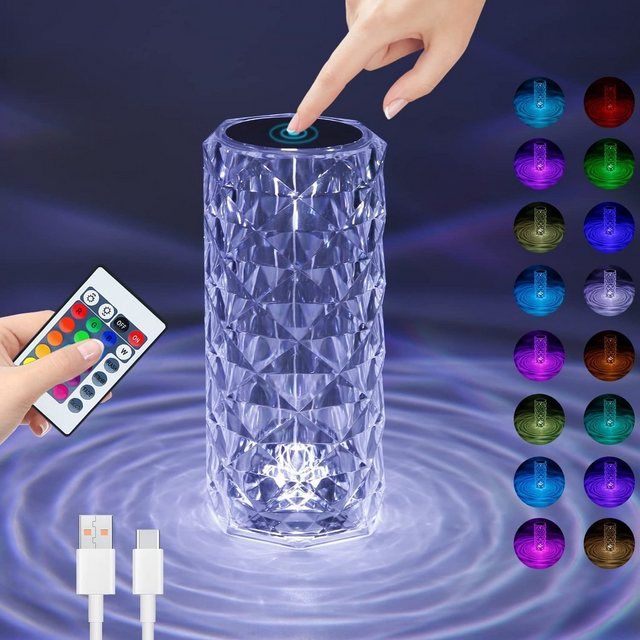 Diamond Crystal Lamp – Touch Control RGB Night Light
