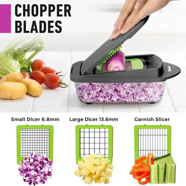 16-in-1 Vegetable Chopper – Manual Cutter, Slicer & Dicer Set